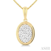 1/3 Ctw Lovebright Oval Shape Round Cut Diamond Fashion Pendant With Chain in 14K Yellow and White Gold